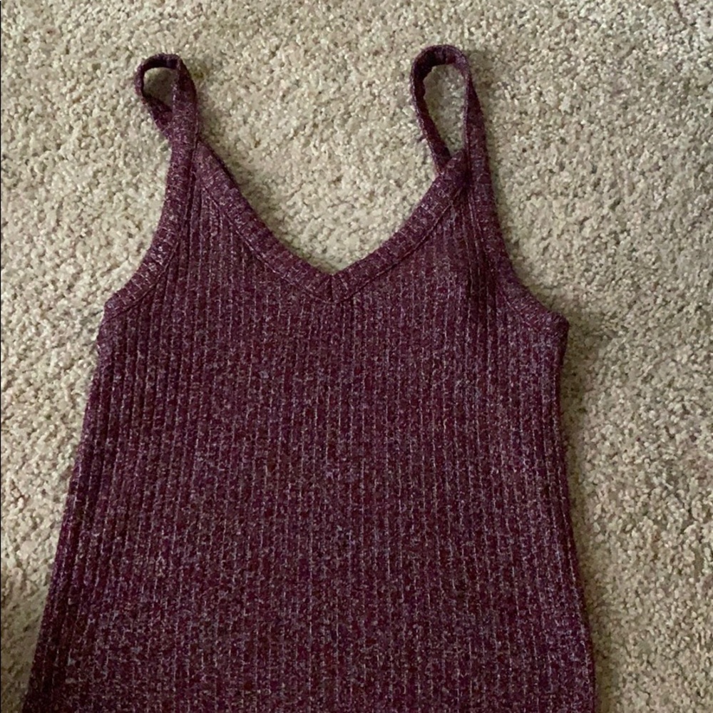 American Eagle Ribbed Maroon Tank